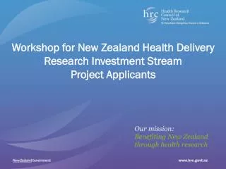 Workshop for New Zealand Health Delivery Research Investment Stream Project Applicants