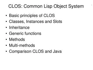 CLOS: Common Lisp Object System