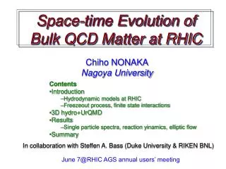 Space-time Evolution of Bulk QCD Matter at RHIC