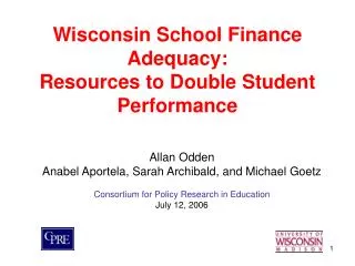 Wisconsin School Finance Adequacy: Resources to Double Student Performance