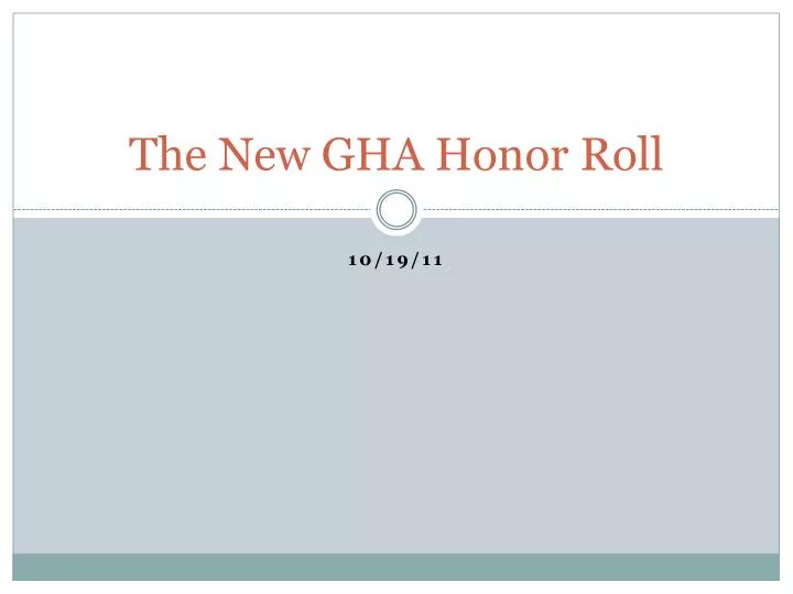 the new gha honor roll