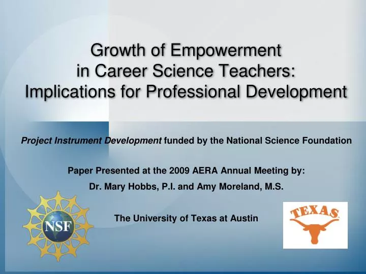 growth of empowerment in career science teachers implications for professional development