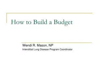 How to Build a Budget