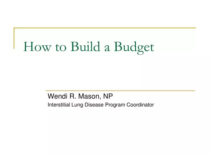 how to build a budget