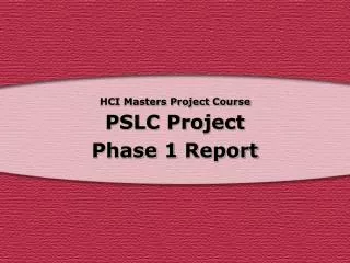 HCI Masters Project Course