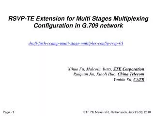 RSVP-TE Extension for Multi Stages Multiplexing Configuration in G.709 network