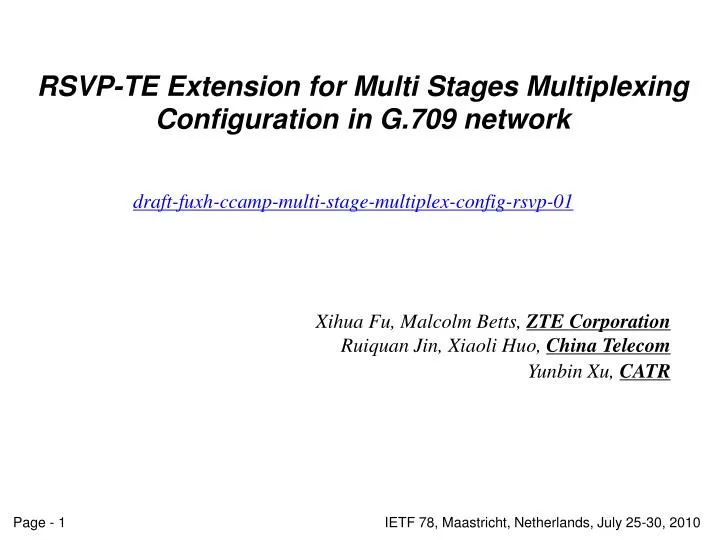 rsvp te extension for multi stages multiplexing configuration in g 709 network