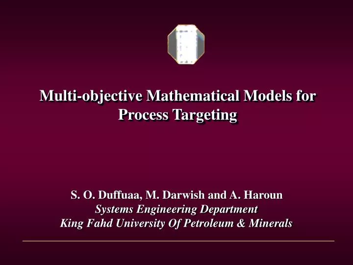 multi objective mathematical models for process targeting