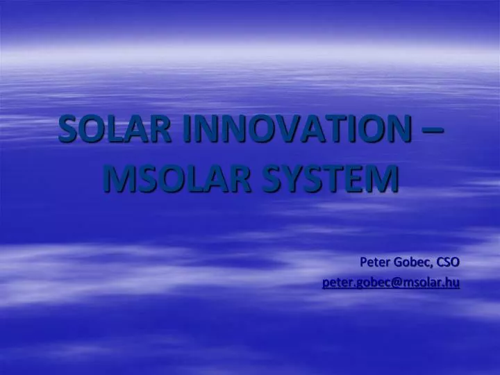 solar innovation msolar system