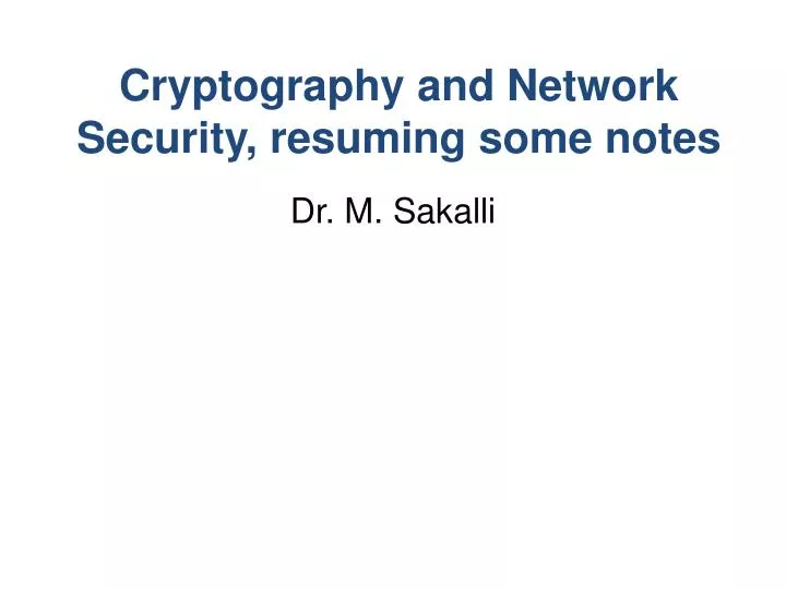 cryptography and network security resuming some notes