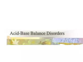 Acid-Base Balance Disorders