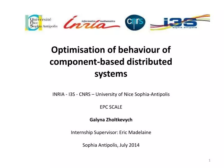 optimisation of behaviour of component based distributed systems