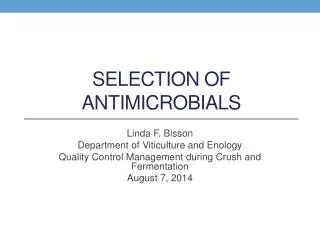 Selection of antimicrobials
