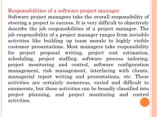 Responsibilities of a software project manager