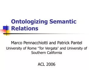 Ontologizing Semantic Relations
