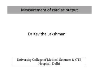 Measurement of cardiac output