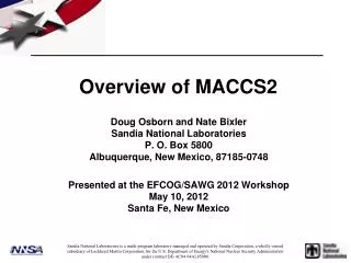 Overview of MACCS2