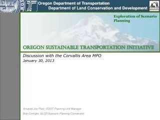 Discussion with the Corvallis Area MPO January 30, 2013