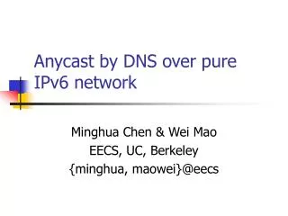 Anycast by DNS over pure IPv6 network