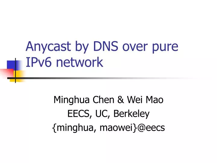 anycast by dns over pure ipv6 network