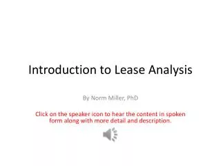 Introduction to Lease Analysis