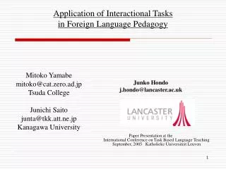 Application of Interactional Tasks in Foreign Language Pedagogy