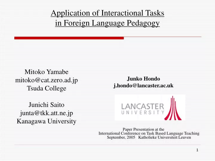 application of interactional tasks in foreign language pedagogy