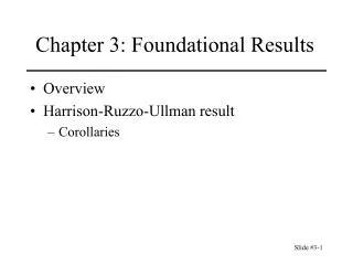 Chapter 3: Foundational Results