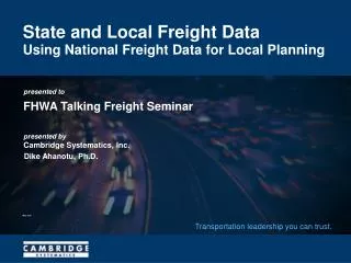 State and Local Freight Data