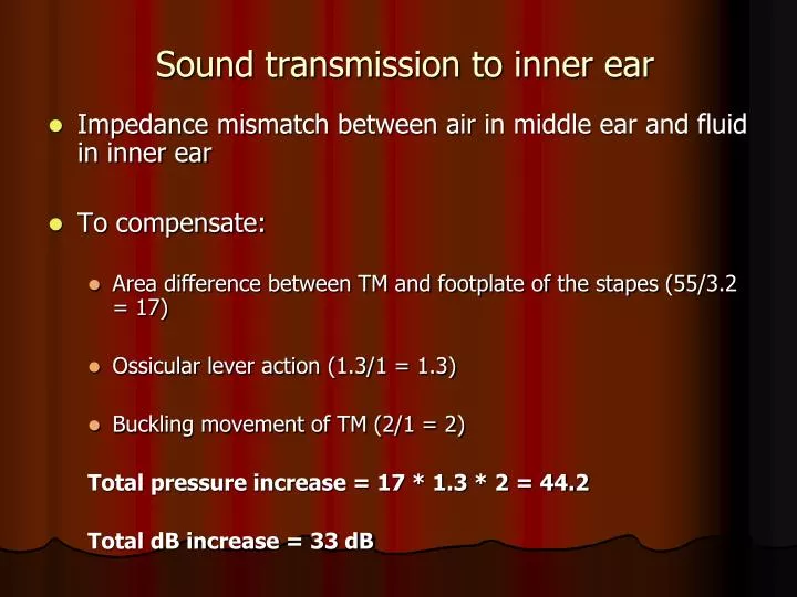 sound transmission to inner ear