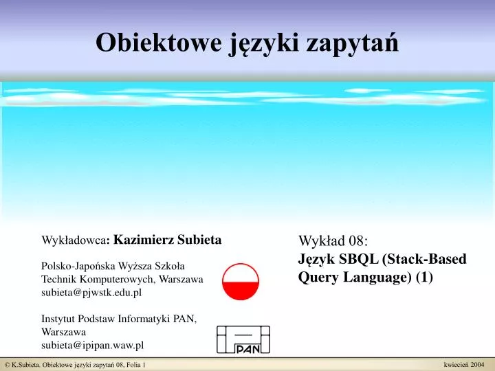 obiektowe j zyki zapyta