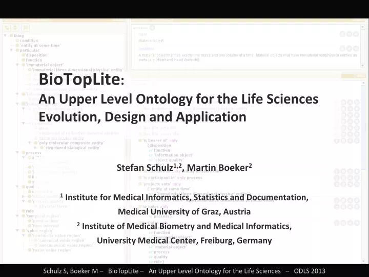 biotoplite an upper level ontology for the life sciences evolution design and application