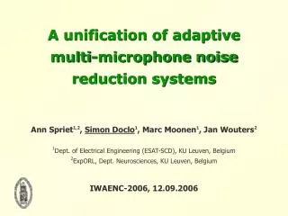 A unification of adaptive multi-microphone noise reduction systems