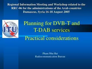 Planning for DVB-T and T-DAB services Practical considerations