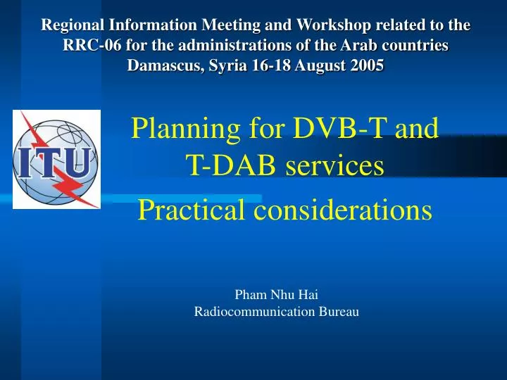 planning for dvb t and t dab services practical considerations