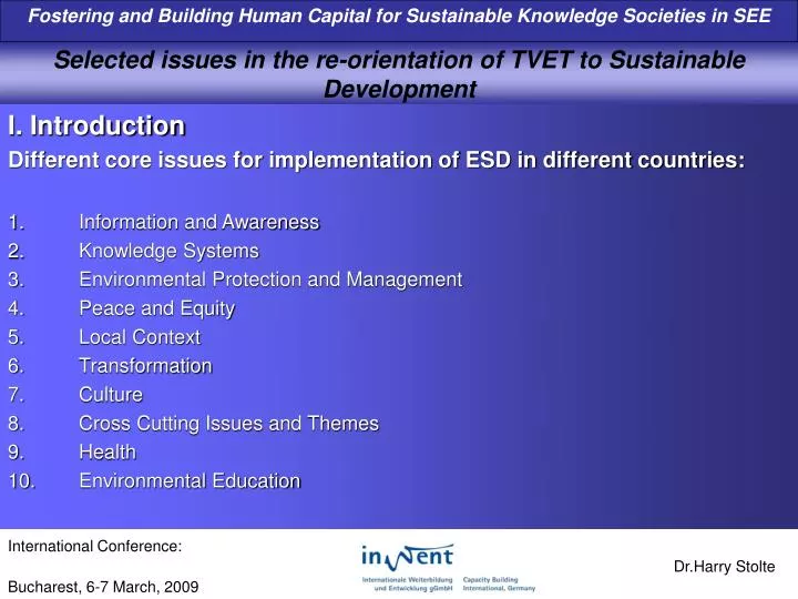 selected issues in the re orientation of tvet to sustainable development