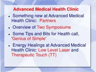 Advanced Medical Health Clinic Something new at Advanced Medical Health Clinic: Partners