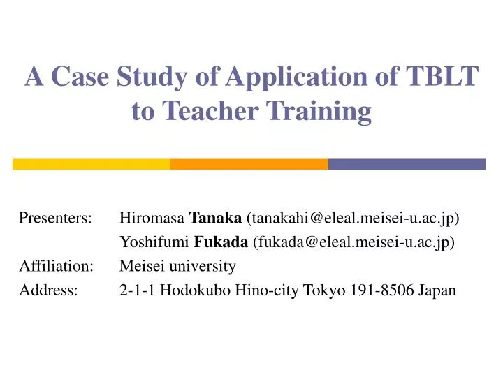 a case study of application of tblt to teacher training