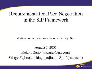 Requirements for IPsec Negotiation in the SIP Framework