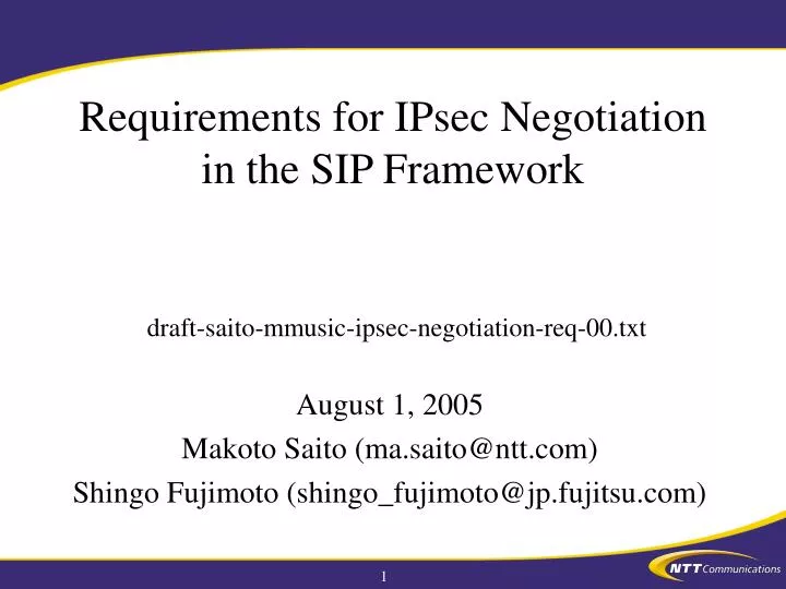 requirements for ipsec negotiation in the sip framework