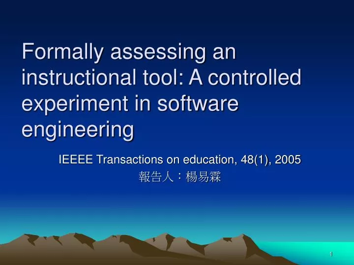 formally assessing an instructional tool a controlled experiment in software engineering