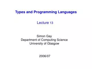 Types and Programming Languages