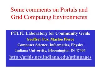 Some comments on Portals and Grid Computing Environments