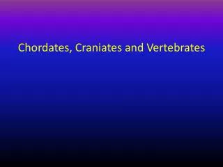 Chordates, Craniates and Vertebrates