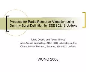 Proposal for Radio Resource Allocation using Dummy Burst Definition in IEEE 802.16 Uplinks