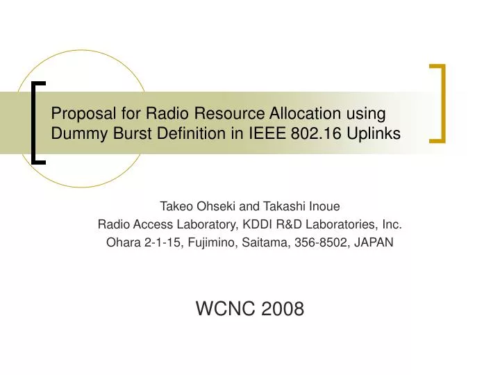 proposal for radio resource allocation using dummy burst definition in ieee 802 16 uplinks