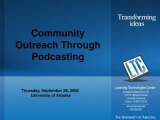 Community Outreach Through Podcasting
