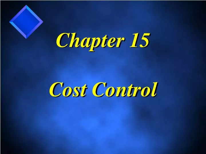 chapter 15 cost control