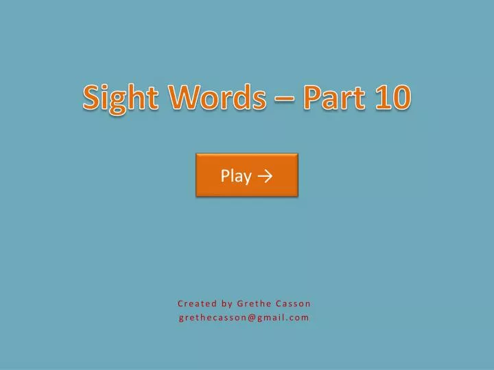 sight words part 10