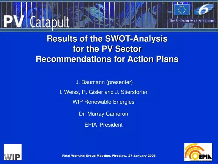 results of the swot analysis for the pv sector recommendations for action plans